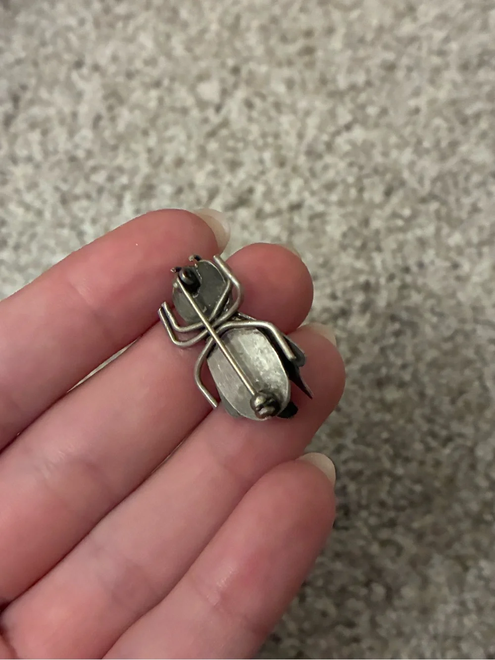 Sterling Silver Beetle Brooch - Silver Floral Wing Pin